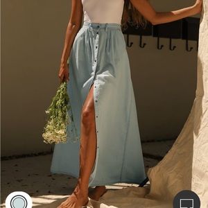 Lulus Pistola Baez Blue Chambray maxi skirt